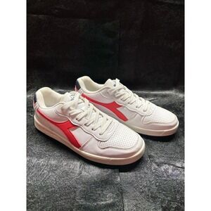 Diadora Pitch Men 6.5 / Women 8 White Red Navy Blue Low Top Court Shoes (No Box)